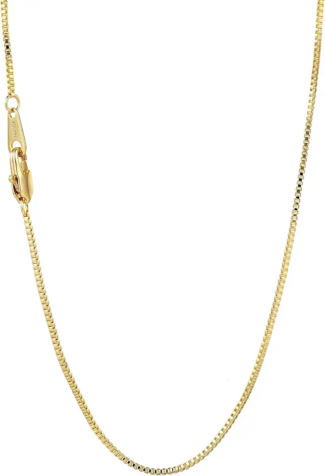 1mm Gold Box Chain Necklace 14K Gold Cable Link Chains for Women and Men Dainty Non-tarnish Necklaces Unisex Gold Jewelry Gifts Sweat Proof and Fade Resistant Lifetime Quality