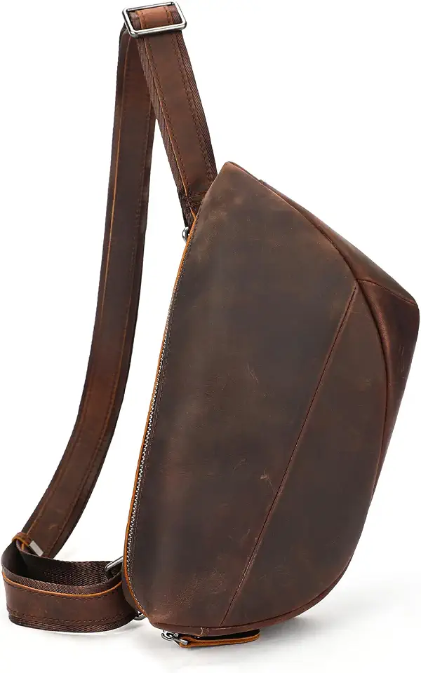 NIUCUNZH Genuine Leather Men Sling Bag Small Travel Crossbody Chest Bag