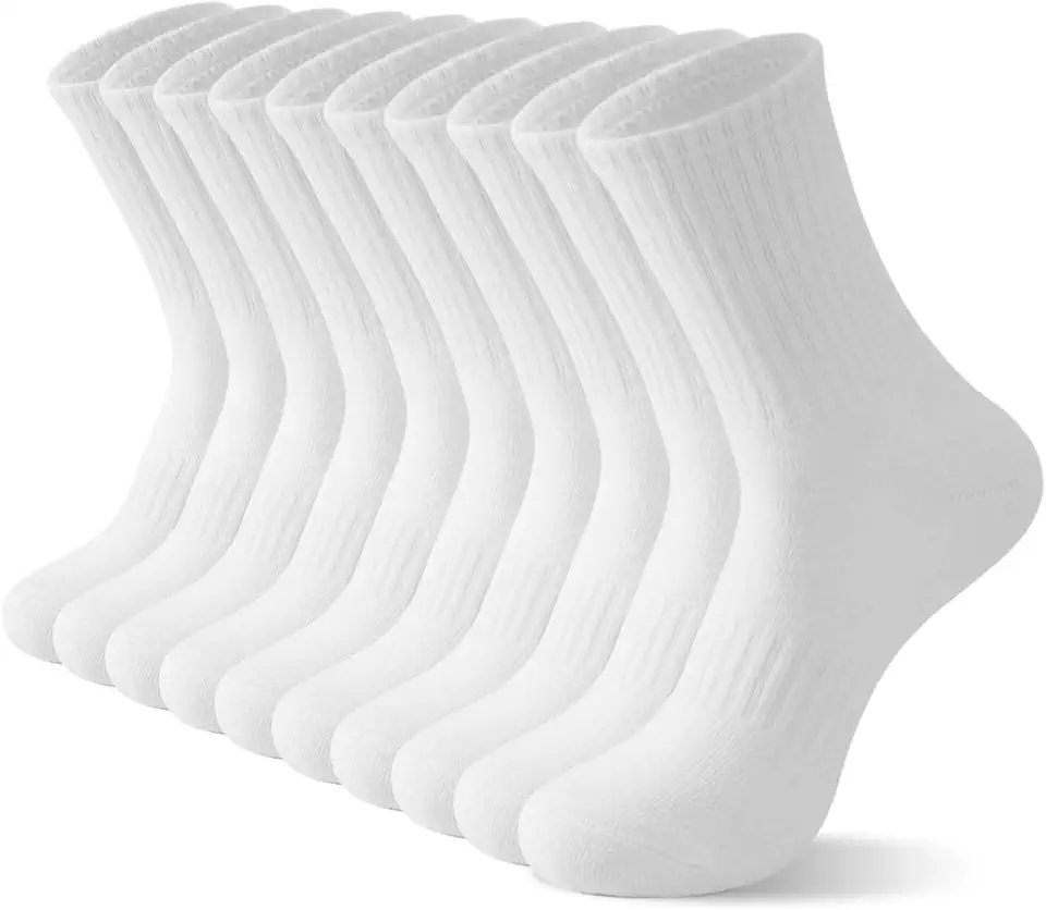 Irisbear Mens Cotton Crew Socks Athletic Lightweight Workout Long Boot Socks 5 Pairs