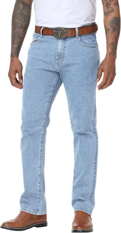 Men's Regular Fit Straight Leg Jeans - Comfort Stretch Cotton Denim Pants for Daily, Work and All Season Wear