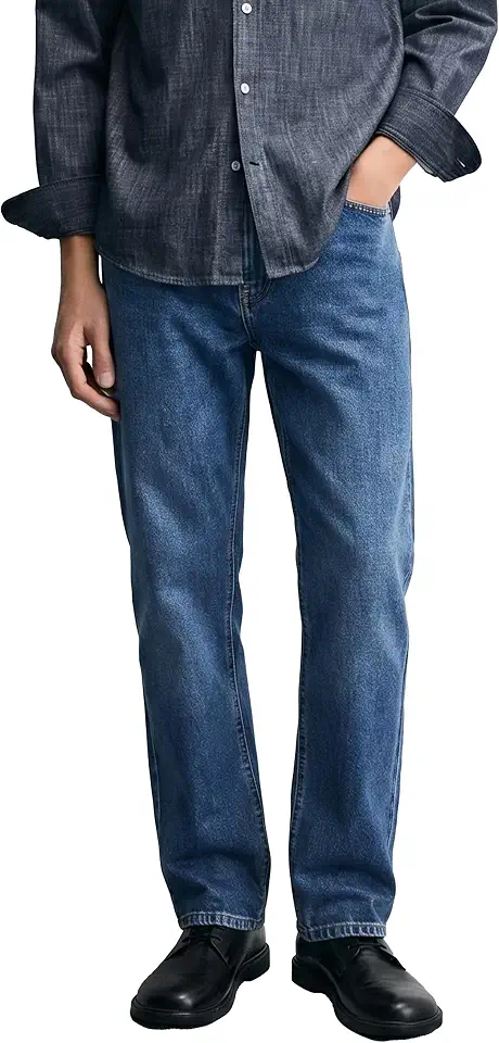 MZNBURAM Men's Stretch Regular Fit Straight Leg Jeans - Comfort Cotton Denim Pants Casual Business Everyday Work Trousers