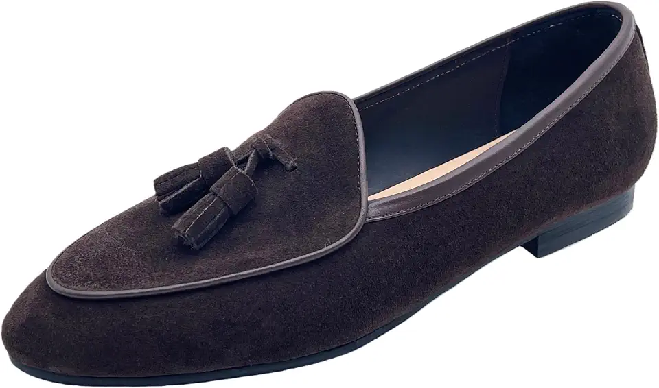 Justar Men's Belgian Loafers Suede Leather Shoes Comfort Slip-Ons for Business Casual Office