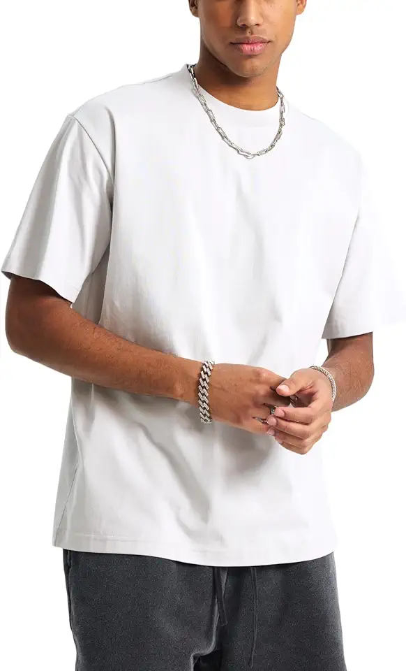 Men's White Cotton Crewneck T Shirt