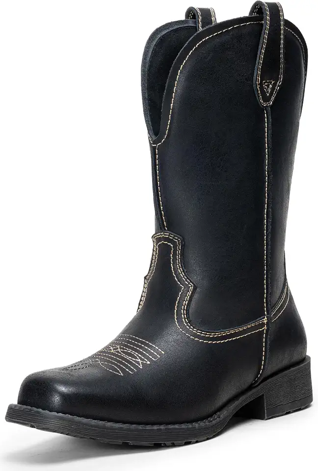Jousen Mens Cowboy Boots Square Toe Leather Western Boots