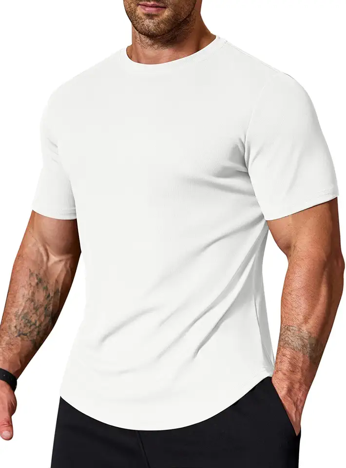 COOFANDY Mens Muscle T Shirts Short Sleeve Slim Fit Tshirts Gym Workout Athletic Crewneck Shirt