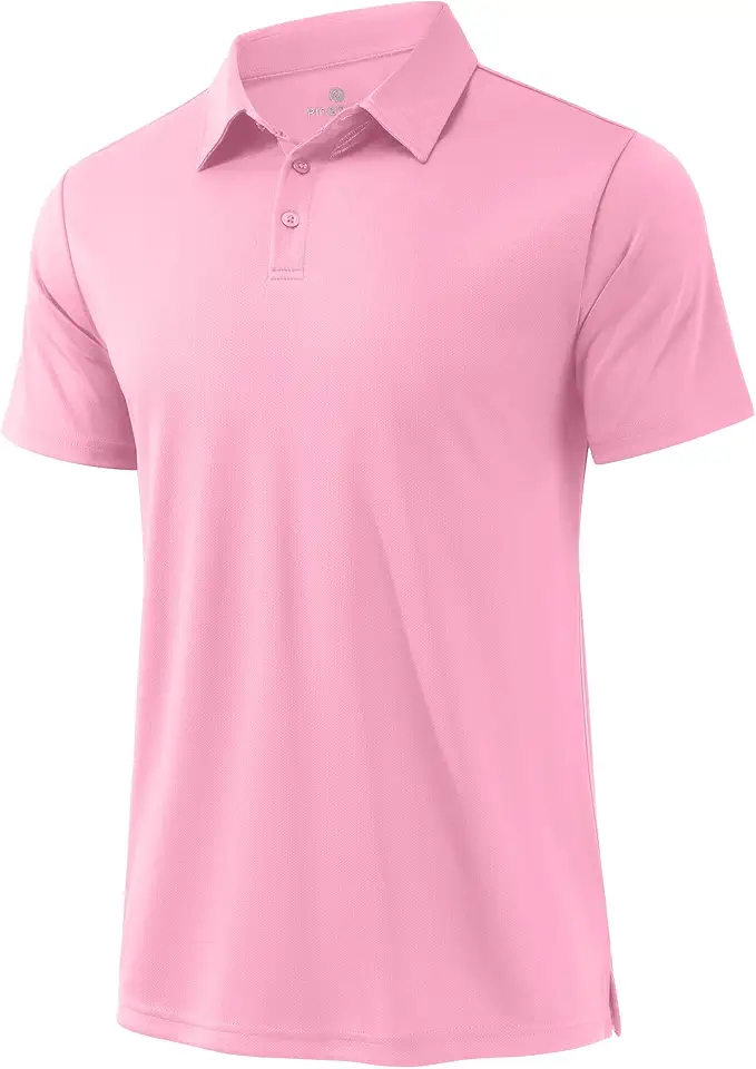 PINSPARK Men's Golf Shirt Short Sleeve Quick Dry Collared Polo Shirts