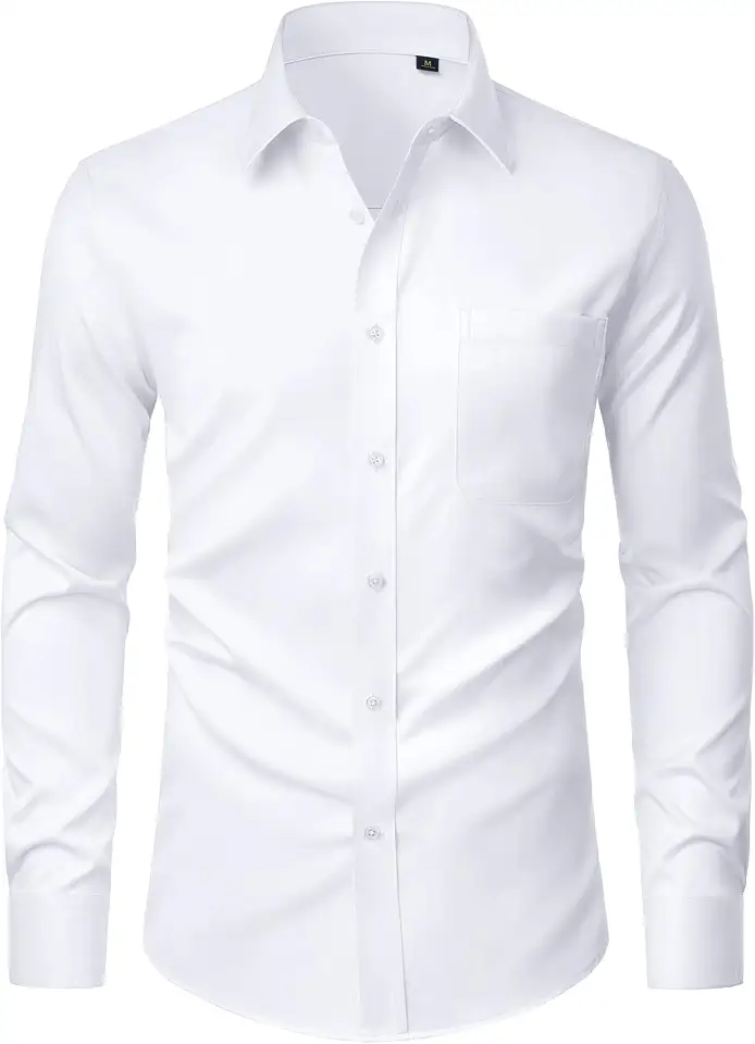 Global Recycled Standard J.VER Men's Dress Shirts Stretch Stain Shield Button Down Shirt Wrinkle Resistant Business Long Sleeve Shirt with Pocket