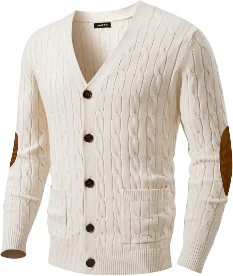 JMIERR Mens Cable Knit Cardigan Sweater Button Down Casual Sweaters