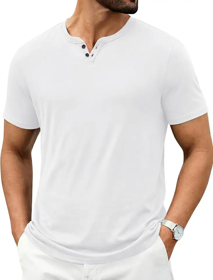 Global Recycled Standard COOFANDY Men's T Shirts Short Sleeve Casual V Neck T-Shirt Soft Notch Neck Tee Classic Plain Shirts