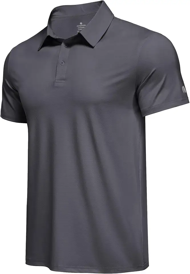 PINSPARK Men's Golf Polo Shirts UPF 50+ Moisture Wicking Collared Shirts