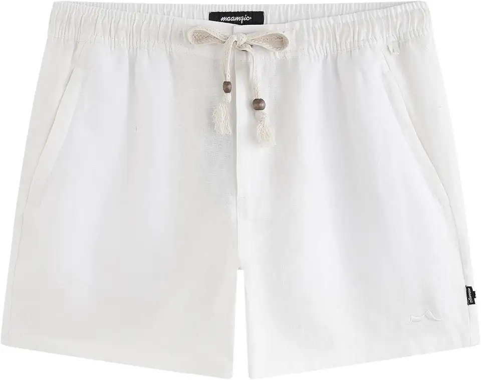 Global Recycled Standard maamgic Men's 100% Linen Casual Shorts, Breathable Summer Beach Shorts