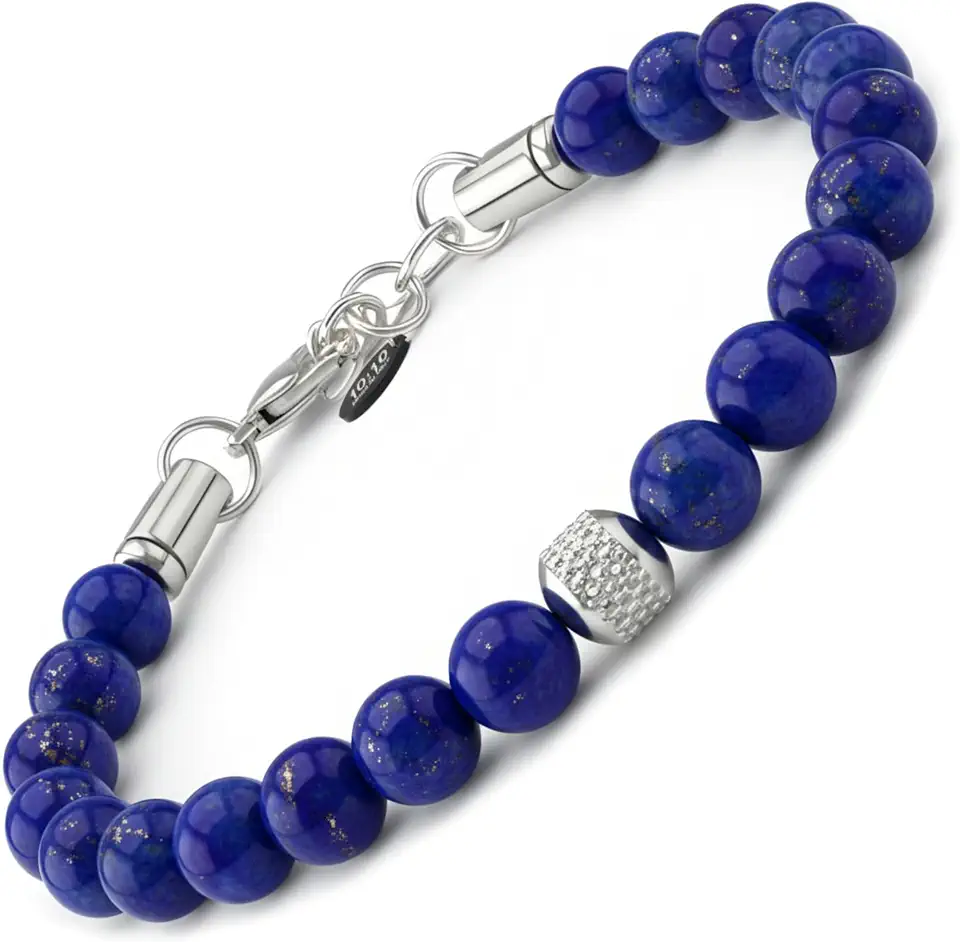 10:10 Men’s Beaded Bracelet | Gemstone 8MM & Stainless Steel, Made in Italy