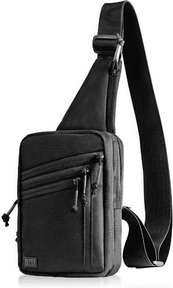 Jessie&James SwiftPack Tactical Nylon Sling Bag for Men, Quick-Draw CCW Crossbody Bag, EDC Mens Chest Bag for Outdoor