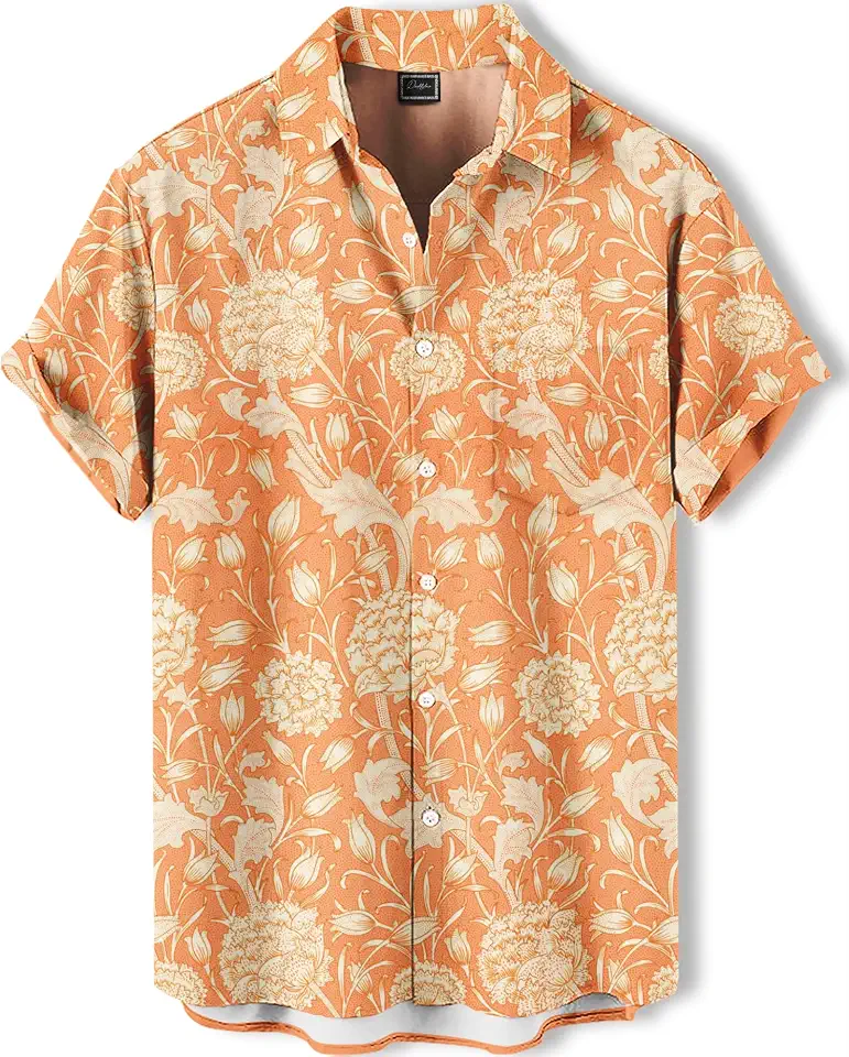 Men's Hawaiian Shirt, Novelty Tropical Graphic Print, Short Sleeve Vacation Shirt, Casual Beach Button Down