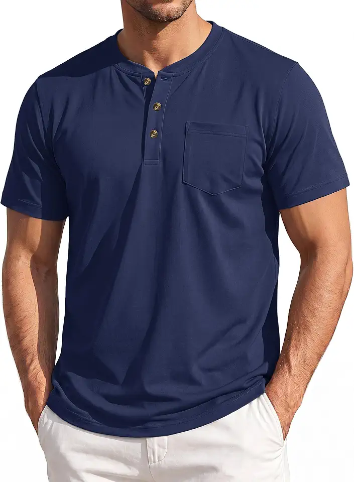 Cotrasen Mens Henley Shirts Cotton Short Sleeve T Shirts