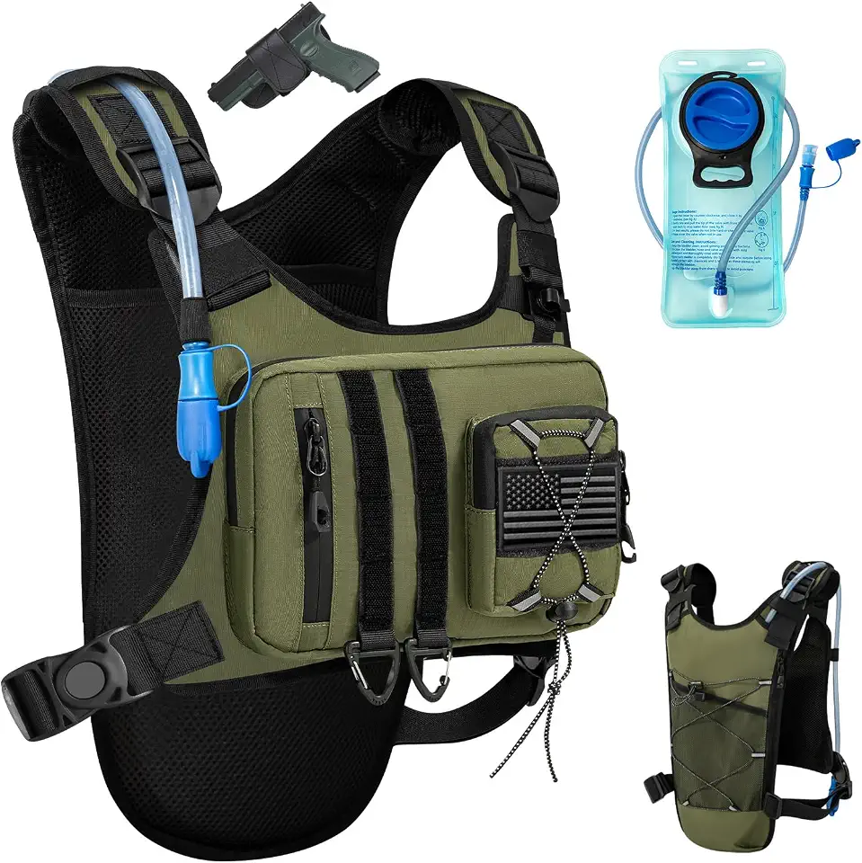 Global Recycled Standard Outdoor Hydration Vest for Running & Hiking, Lightweight Breathable Water Backpack with 2.0L Bladder, Bounce-Free Chest Pack for Marathon, Cycling, Trekking for Men and Women