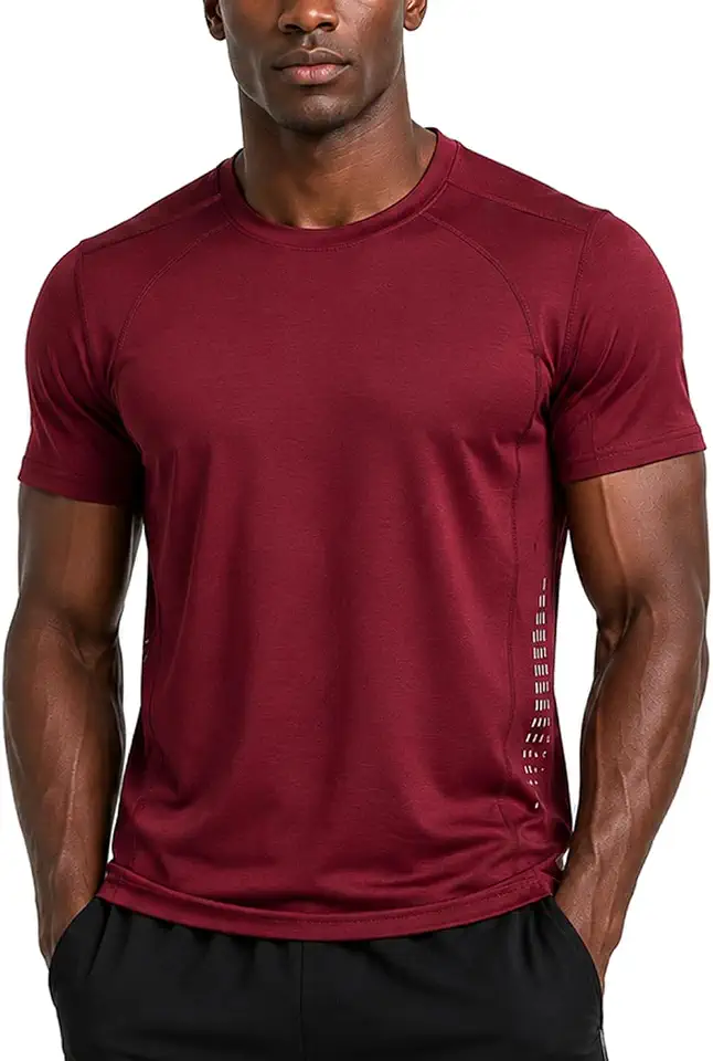 Men's Burgundy Athletic Technical T Shirt