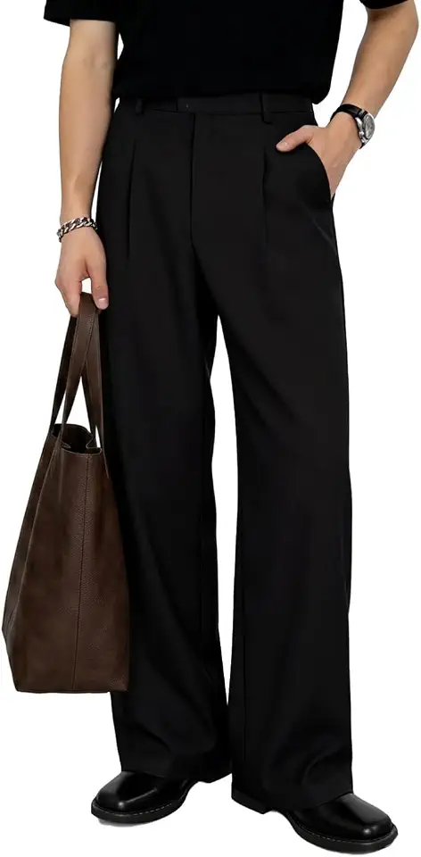 Global Recycled Standard Heyfanee Baggy Dress Pants Men Pleated Wide Leg Trousers Old Money