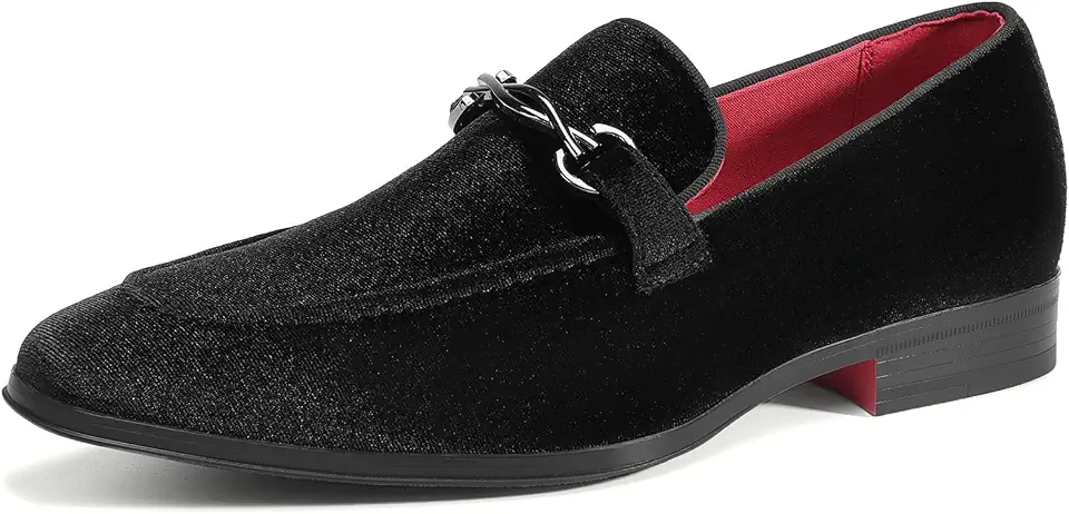 Men's Black Velvet Loafers Slip On