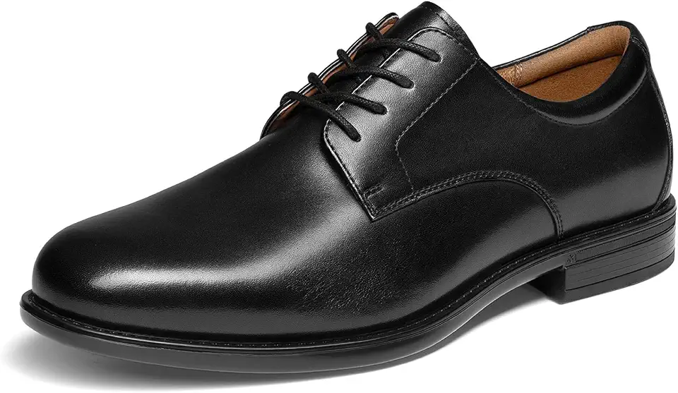 Men's Black Polished Leather Derby Dress Shoes