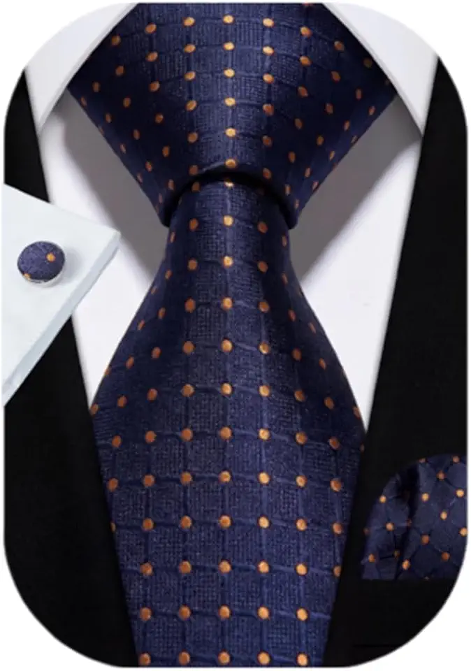 Rayhop Mens' tie set Tie& pocket square&cuffs silk tie for men 3-pieces Set