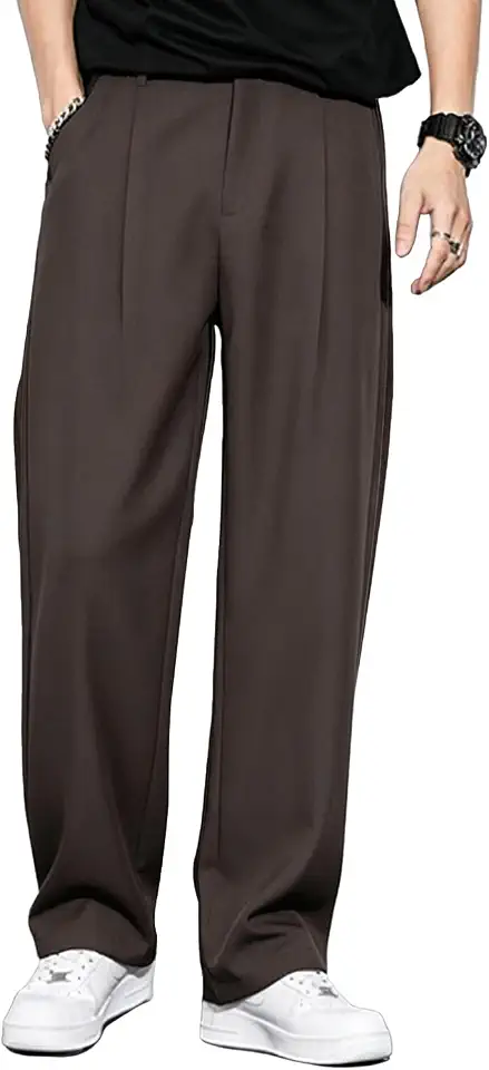 Global Recycled Standard Heyfanee Baggy Dress Pants Men Pleated Wide Leg Trousers Old Money