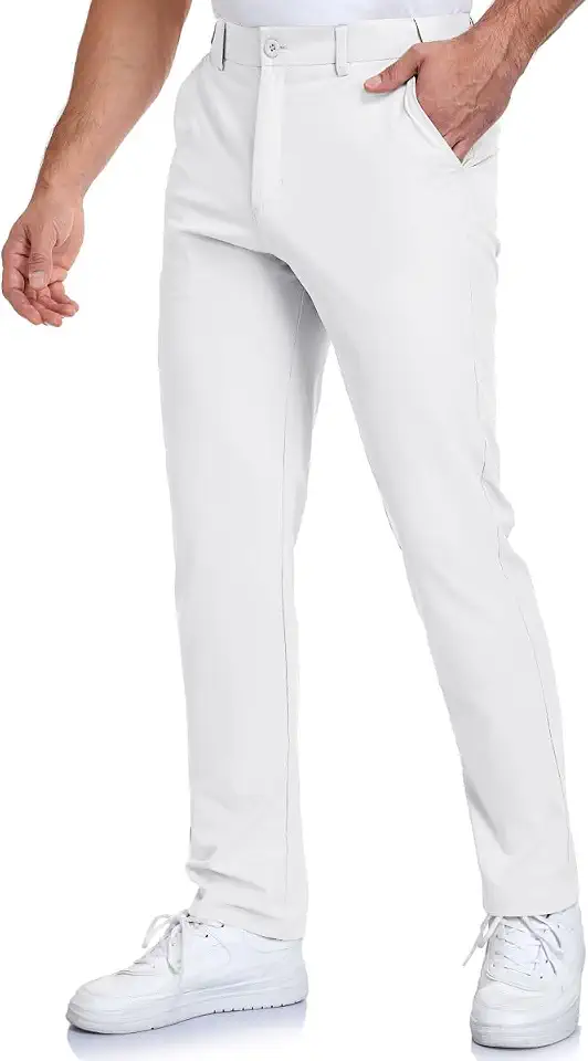 SPOSULEI Men's Golf Pants Stretch Lightweight Waist Elastic Work Business Dress Pants with 4 Pockets