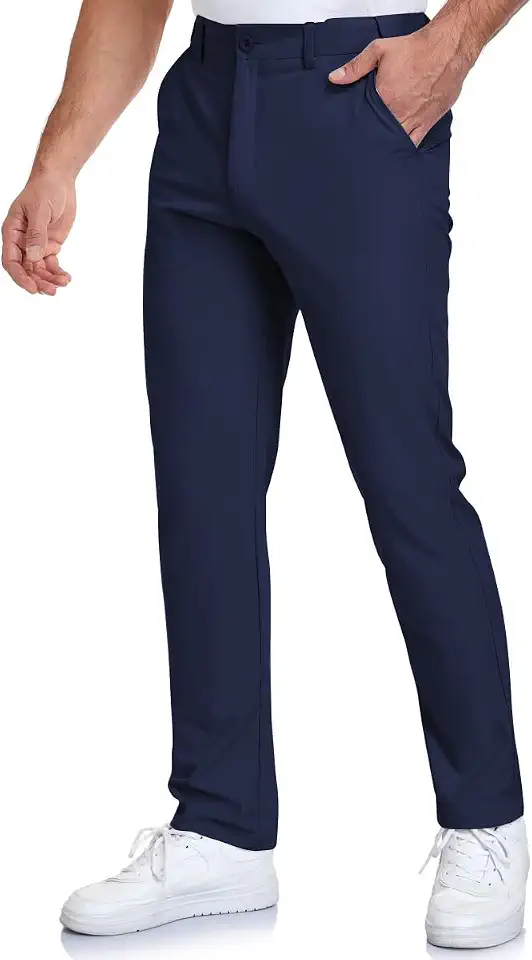 SPOSULEI Men's Golf Pants Stretch Lightweight Waist Elastic Work Business Dress Pants with 4 Pockets