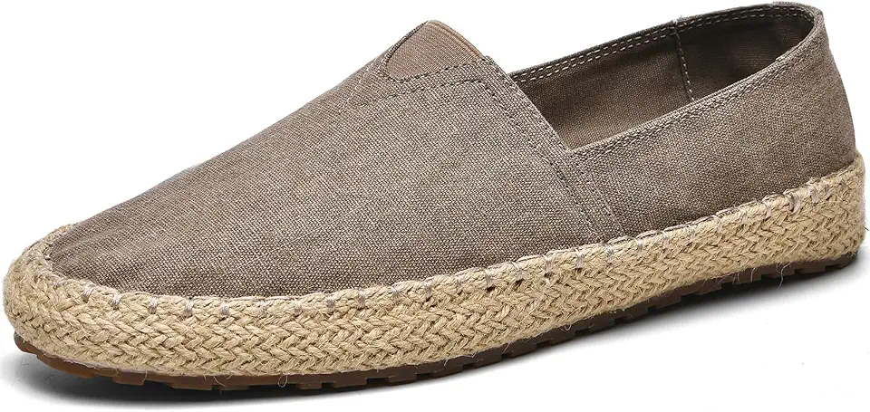 Men's Tan Suede Woven Espadrille Loafers