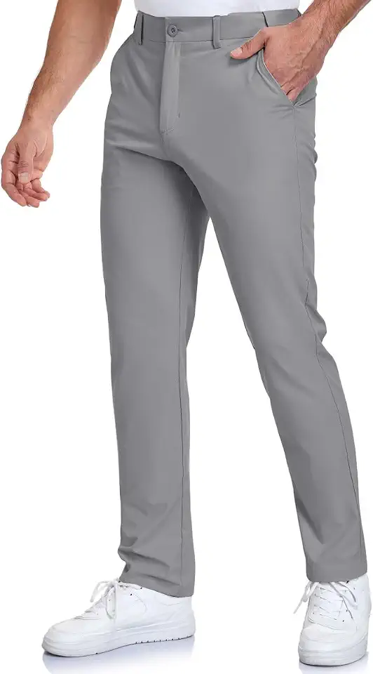 SPOSULEI Men's Golf Pants Stretch Lightweight Waist Elastic Work Business Dress Pants with 4 Pockets