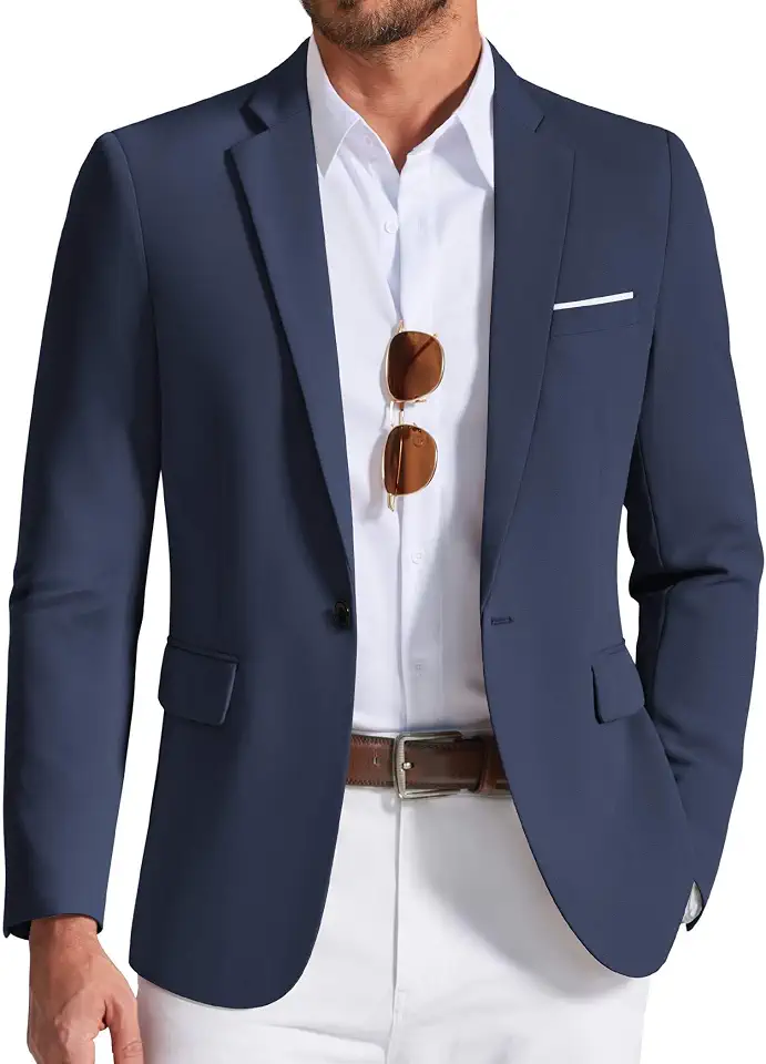 Men's Navy Blue Brass Button Blazer