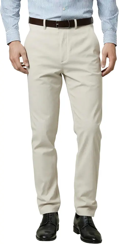 Men's Cotton-Like White Dress Pants Wrinkle-Free All-Season