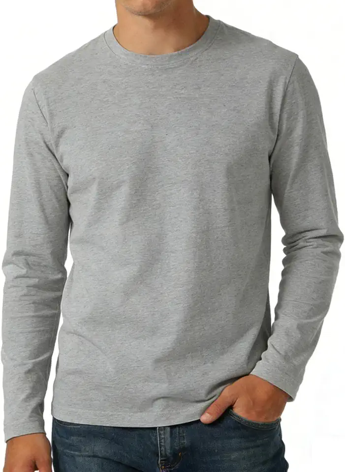 KikizYe Men's Long Sleeve T-Shirts Cotton Crewneck Tee