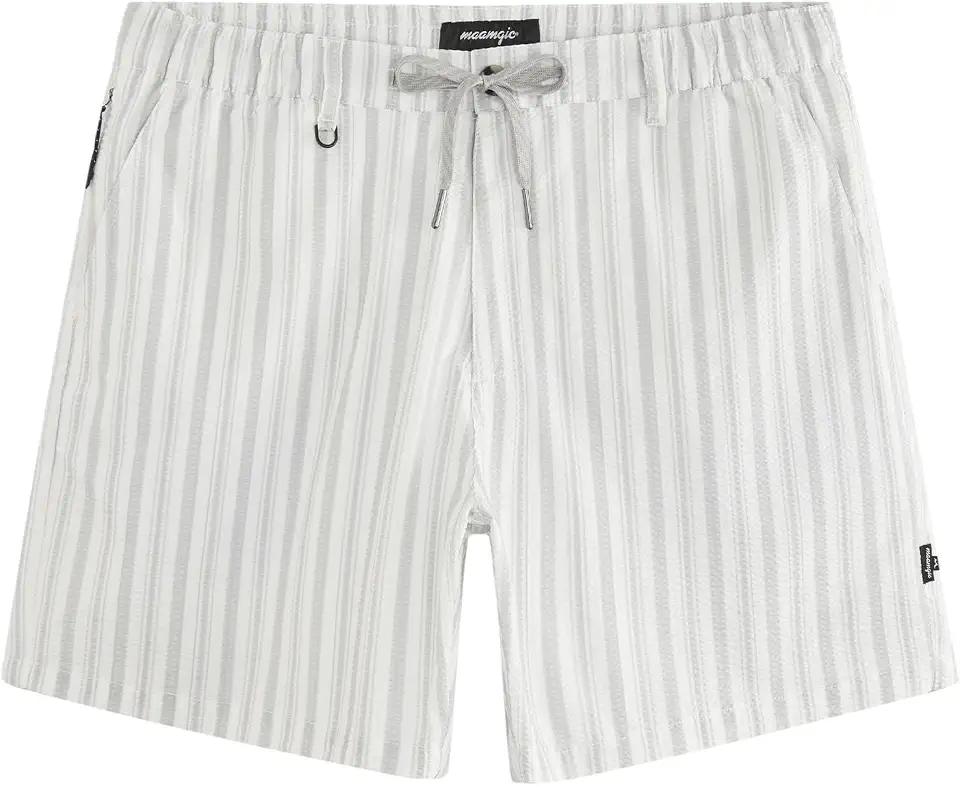 Global Recycled Standard maamgic Mens Seersucker 6 Pockets Casual Shorts Summer Breathable 5/7 Inch