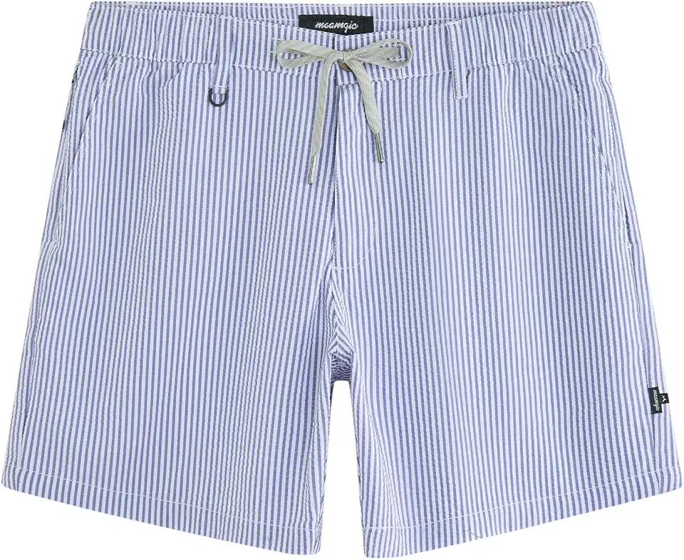 Global Recycled Standard maamgic Mens Seersucker 6 Pockets Casual Shorts Summer Breathable 5/7 Inch