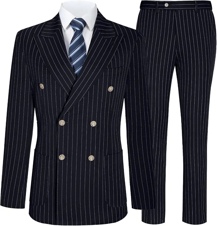 Global Recycled Standard Mens Suits Slim Fit 3 Piece Double Breasted Tuxedo Suit Jacket Vest Pants