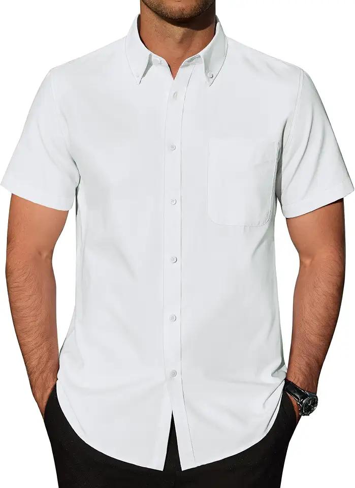 Global Recycled Standard Lion Nardo Oxford Shirts for Men Cotton Short Sleeve Button Down Shirts