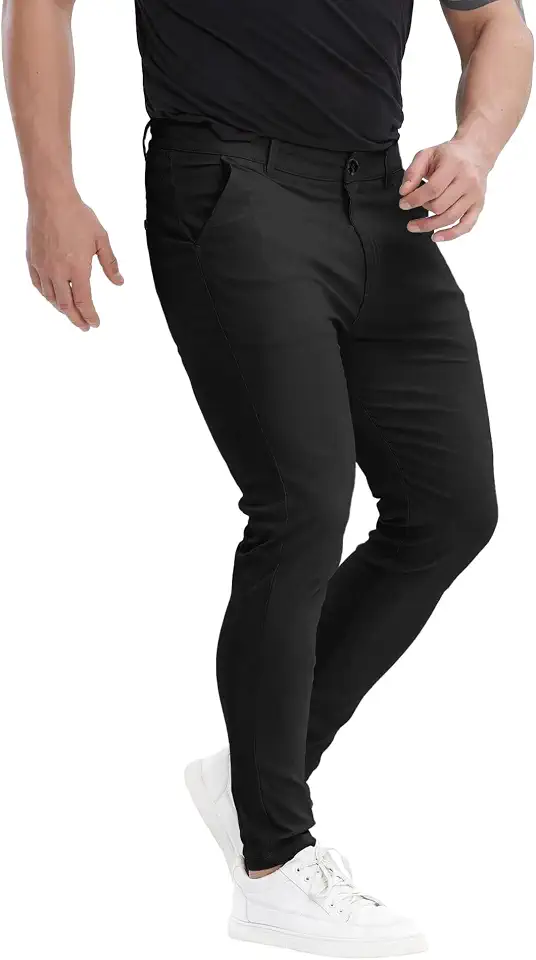 Men's Black Tailored Cuffed Dress Pants