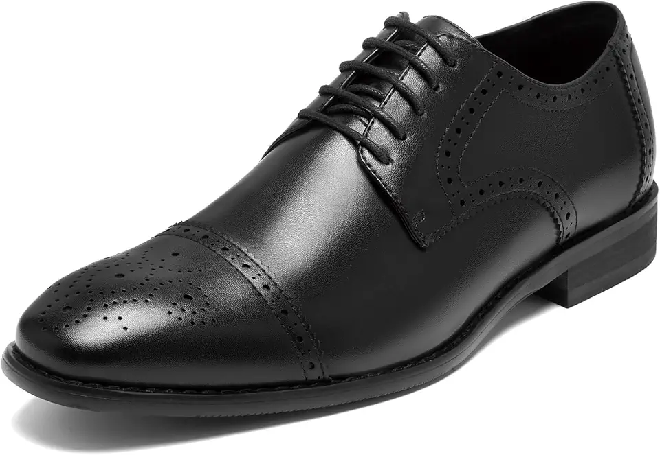 HEEZ Men's Dress Shoes, Classic Cap Toe Oxford for Men Non Slip, Comfortable Lace Up Derby Shoes for Formal Business Work Wedding Office Prom