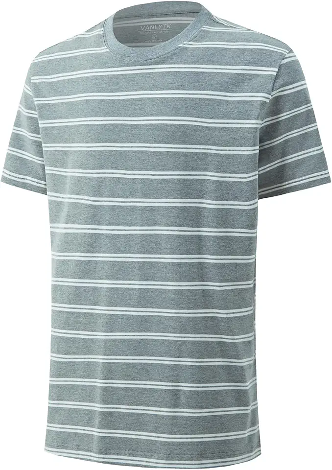 Men's Fashion Casual Cotton Loose Fit Crewneck Classic Striped T-Shirt