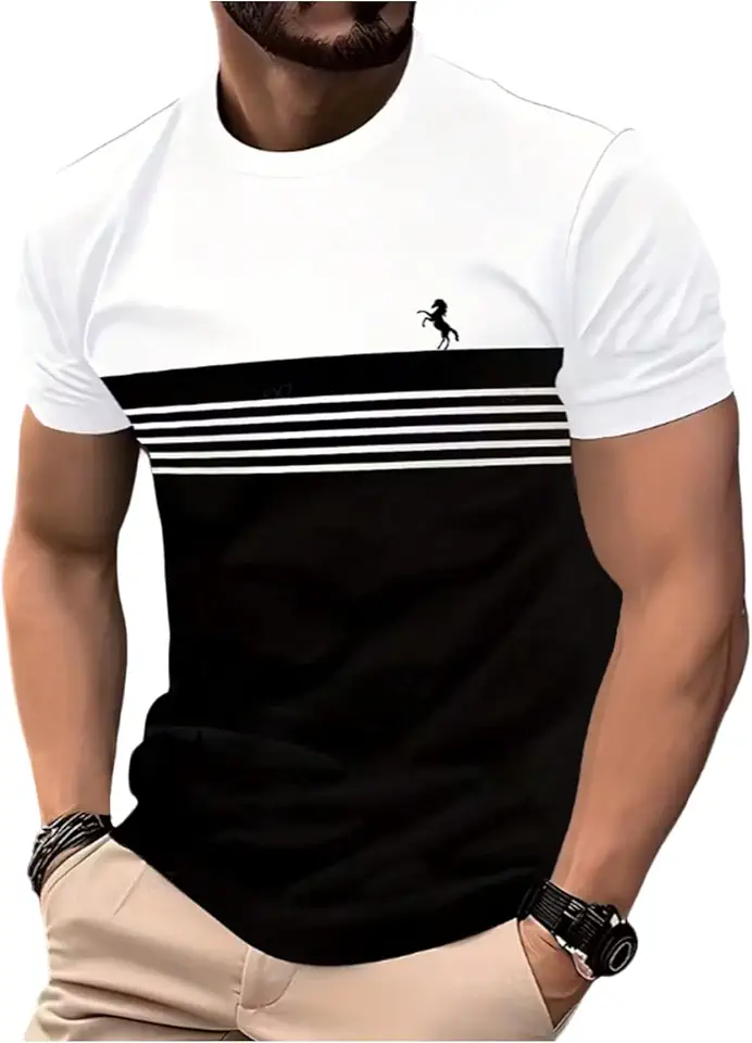 SOLY HUX Men's Summer Casual Striped T Shirts