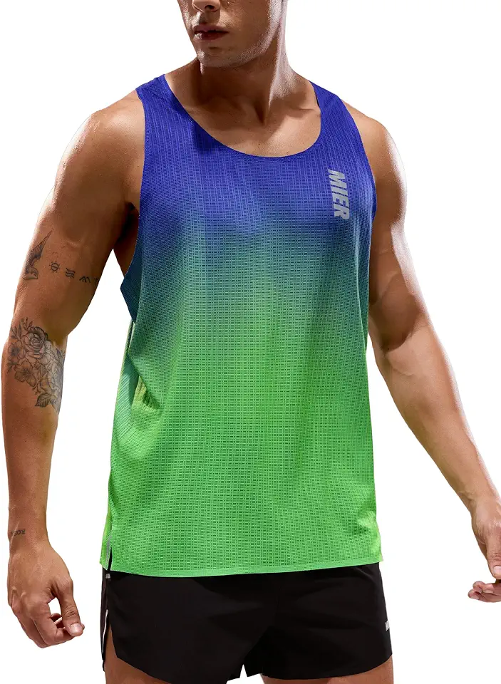 MIER Running Singlet for Men Seamless Marathon Tank Tops, Quick Dry