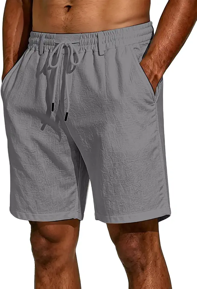 Men's Linen Shorts Lightweight Cotton Breathable Casual Shorts for Men Summer Beach Vacation Yoga