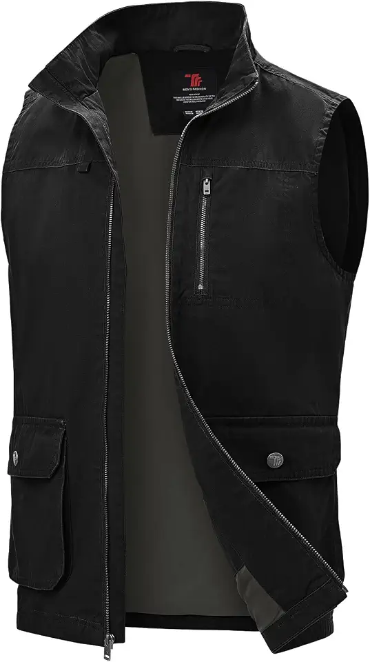TBMPOY Men's Lightweight Vest Cotton Sleeveless Casual Fishing Outerwear