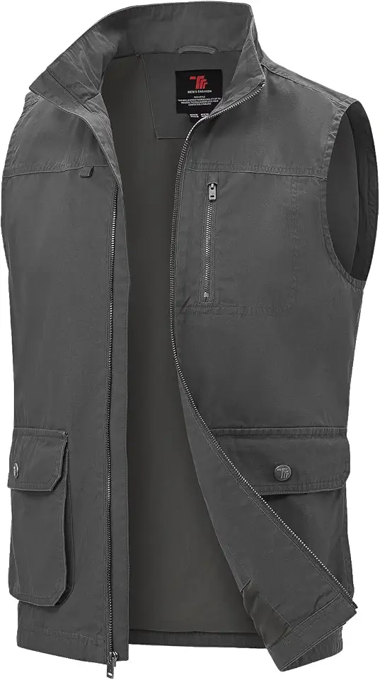 TBMPOY Men's Lightweight Vest Cotton Sleeveless Casual Fishing Outerwear