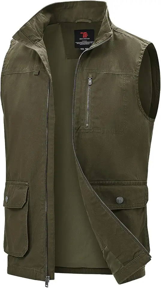 TBMPOY Men's Lightweight Vest Cotton Sleeveless Casual Fishing Outerwear
