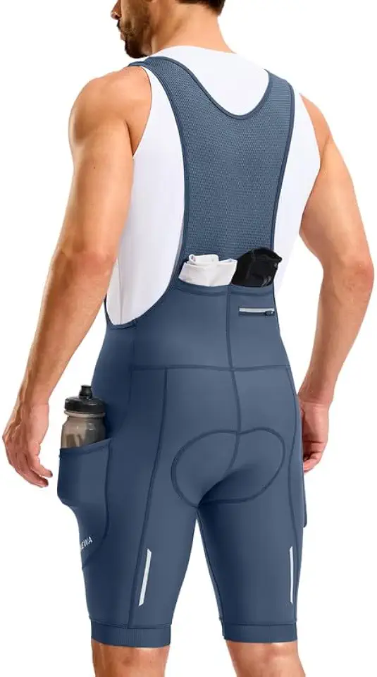 Bikewa Men's Cycling Bibs 4D Padded Bike Shorts with Anti-Slip Leg Grips Biking Bib Shorts Rear 2+1 Zipper Pockets UPF50+
