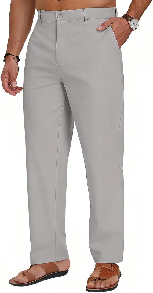 Men's Grey Drawstring Dress Pants