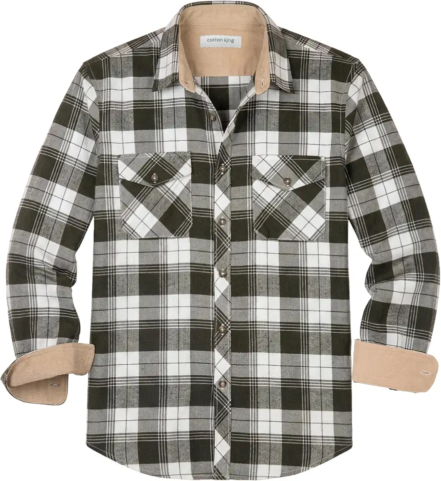 Cotton King Checkered Flannel Shirt for Men Cotton Blend Button Down Shirts