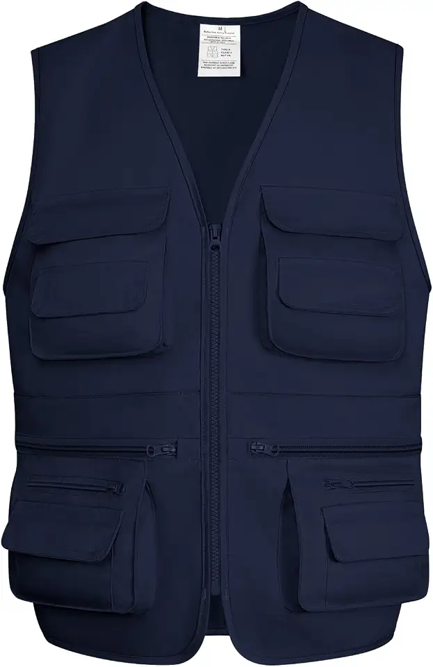Fishing Vest for Men Outdoor, Utility Safari Cargo Vest With 8 Pockets, Lightweight, Work, Hiking, Travel